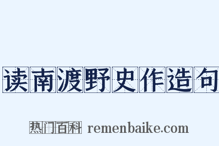 读南渡野史作造句是什么意思的图片